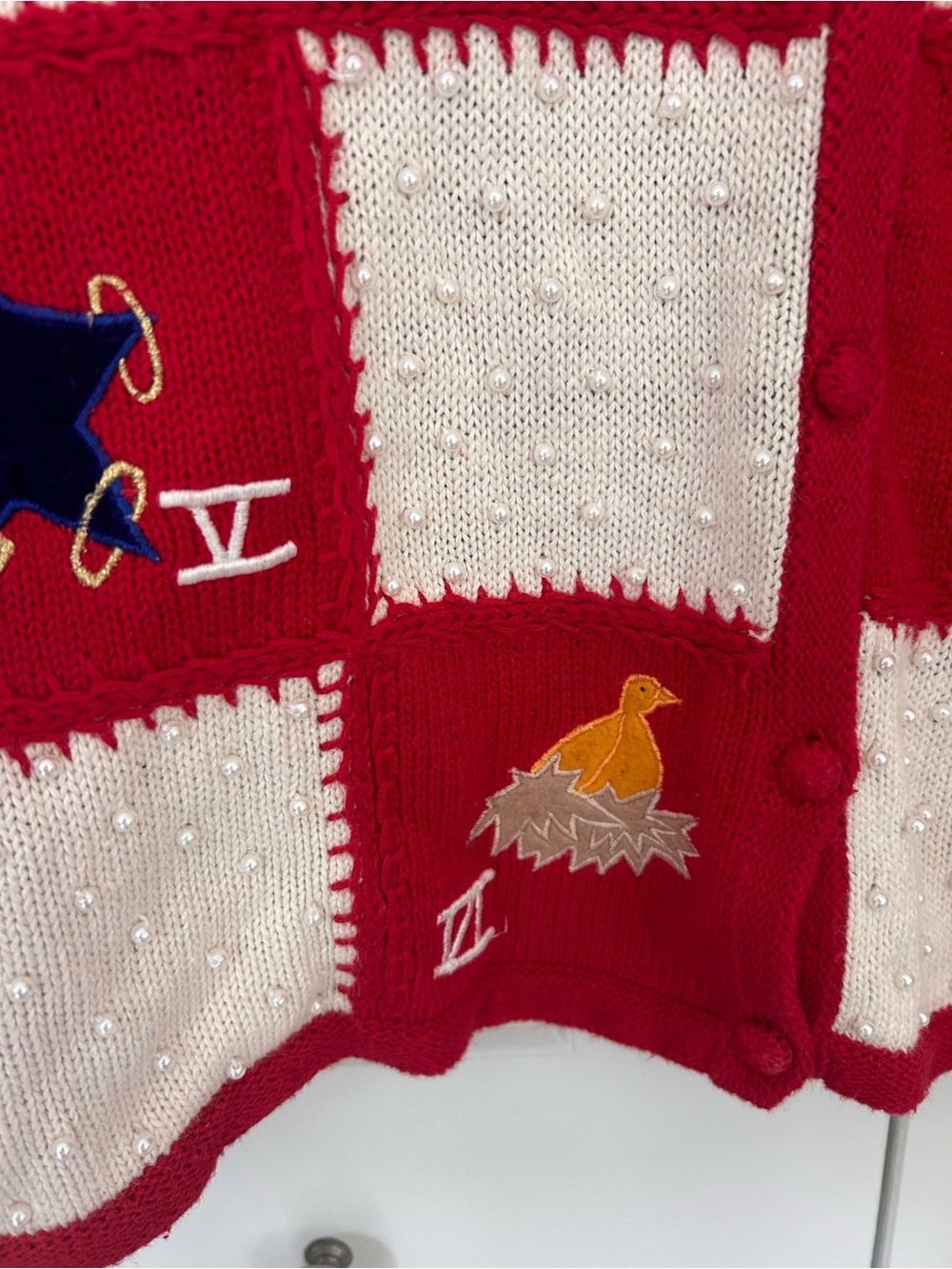 Vintage Christmas sweater 12 days of Christmas small embroidery beading classic - Picture 10 of 10